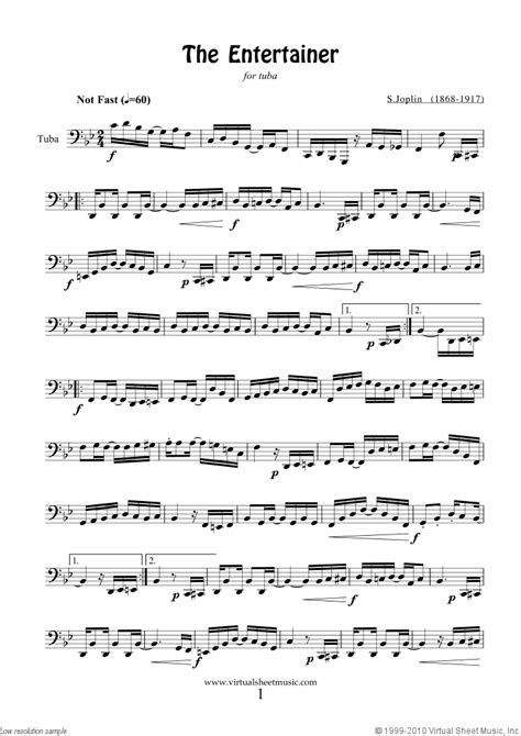 Free Joplin - The Entertainer sheet music for tuba solo [PDF]