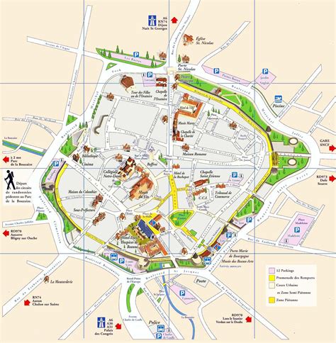 Stadtplan von Beaune | Detaillierte gedruckte Karten von Beaune, Frankreich der ...