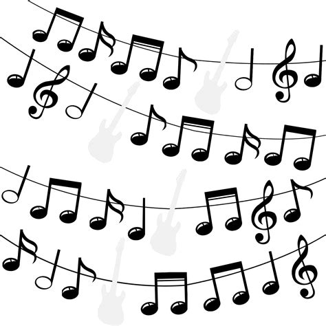 Buy 4 Pieces Music Note Banner Include 32 Pieces Music Note Music Party ...