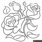 Rose Outlines For Coloring sketch template
