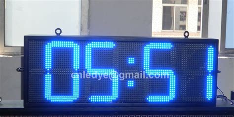 PetroLed: Large Blue led clock, Outdoor Led Time, Temperature Signs