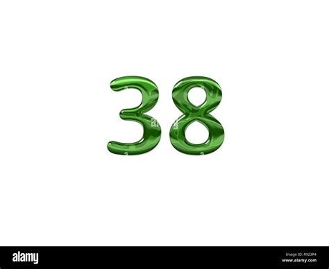 Green Number 38 isolated white background Stock Photo - Alamy