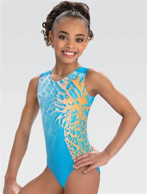 E3944 Tropical Pineapple GK Elite Gymnastics Leotard Tank Workout Gym Leo