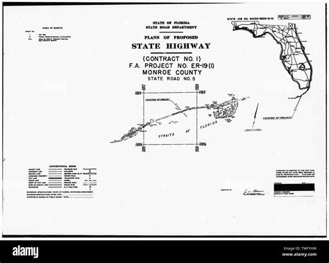 Plans of Proposed State Highway, Key Map. - Seven Mile Bridge, Linking Florida Keys, Marathon ...