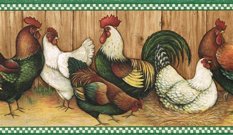 ROOSTERS OF ALL KINDS COUNTRY KITCHEN Wallpaper Wall bordeR | Kitchen wallpaper, Wallpaper ...