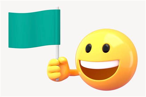 Emoji holding green flag, 3D | Premium Photo - rawpixel