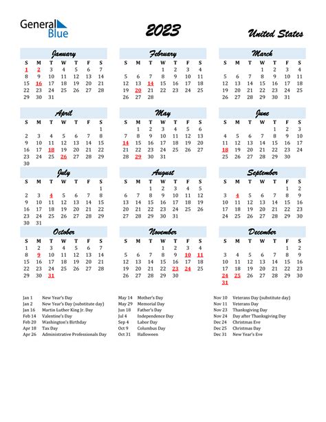 2023 Printable Yearly Calendar With Holidays - IMAGESEE