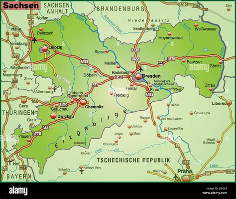 map of saxony with transport network Stock Vector Image & Art - Alamy