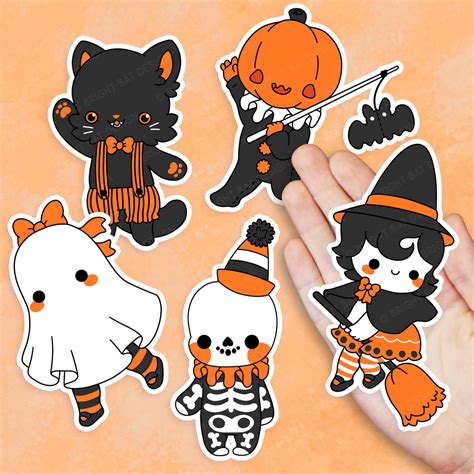 Vintage Halloween Vinyl Sticker Set – Bright Bat Design