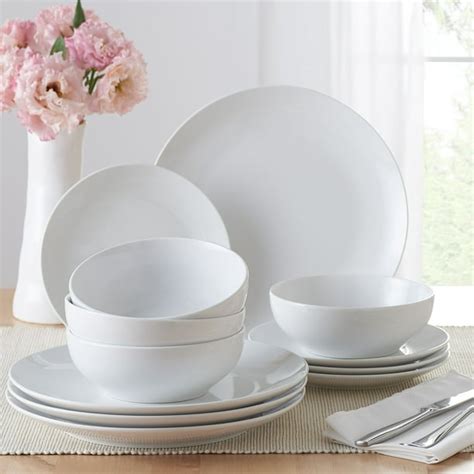 Mainstays 12-Piece Dinnerware Set, White - Walmart.com - Walmart.com