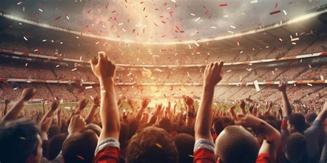 Football fans are watching football match in the stadium with AI generated | Premium AI ...