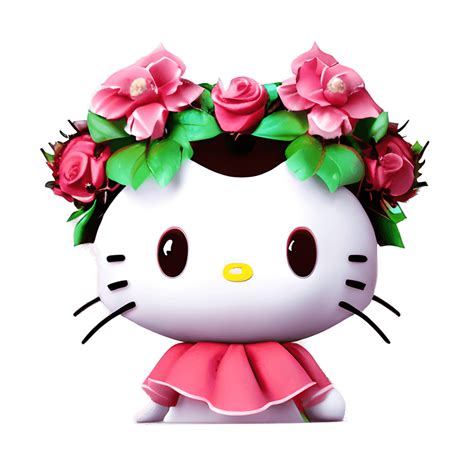 Hello Kitty Flower Crown Kawaii Chibi · Creative Fabrica