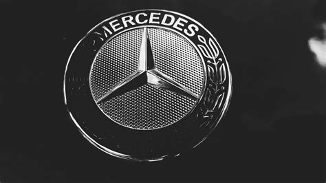 Photo illustration, monochrome, logo, Mercedes Benz, circle, wheel ...