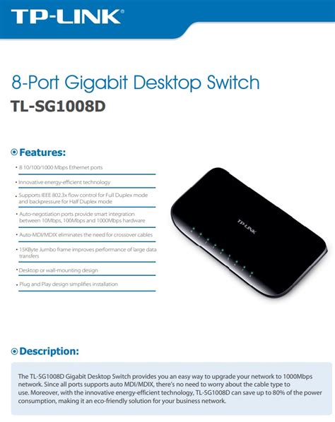 TP-LINK 8 PORT GIGABIT DESKTOP SWITCH - MGF Electrical Supplies