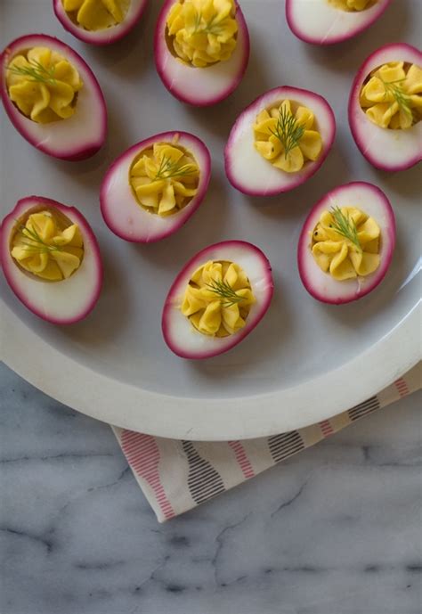 Beet Pickled Deviled Eggs - A Cozy Kitchen