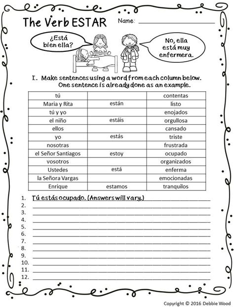 Ser Vs Estar Worksheet Free