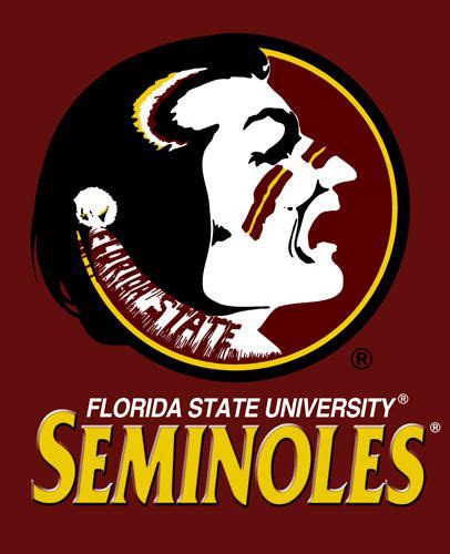 the florida state university logo on a maroon background with white and ...