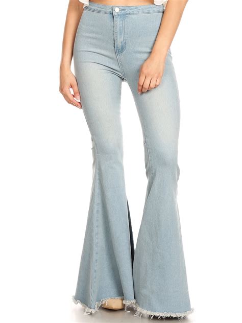 Women's Classic Retro High Waist Long Denim Bell Bottom Jeans - Walmart.com