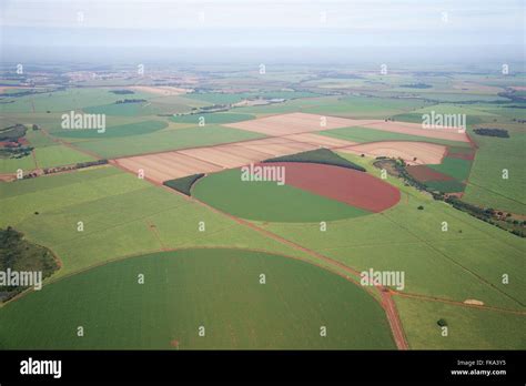 Aerial view of plantation of maize under central pivot irrigation Stock ...