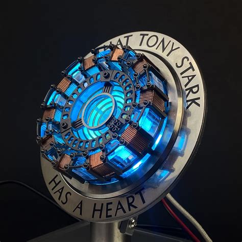 Iron Man Arc Reactor 1:1 Ratio, Vibration Sensing, LED Light, USB Connection, with Display Case ...