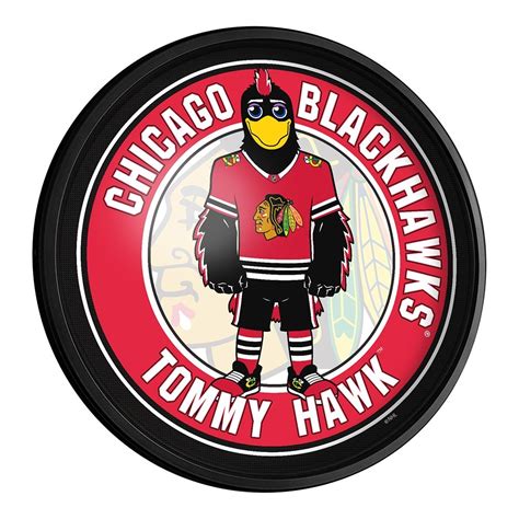 Chicago Blackhawks: Tommy Hawk - Round Slimline Lighted Wall Sign - The ...