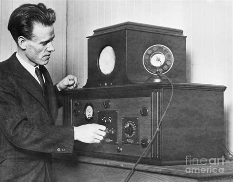 Philo T. Farnsworth With His Television by Bettmann