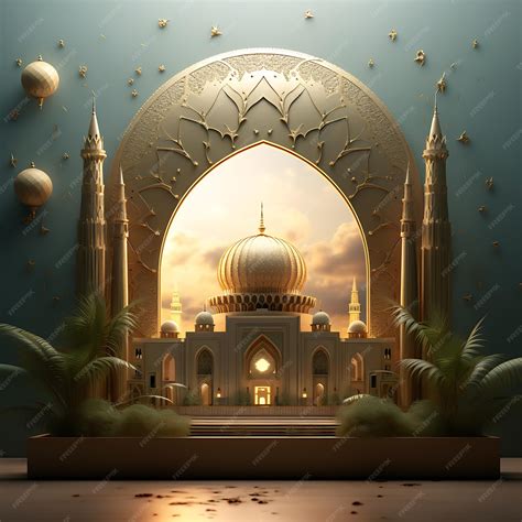 Premium AI Image | Wallpaper mosque 3d illustration