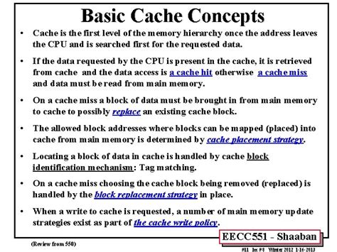 The Memory Hierarchy Cache Review of Memory Hierarchy