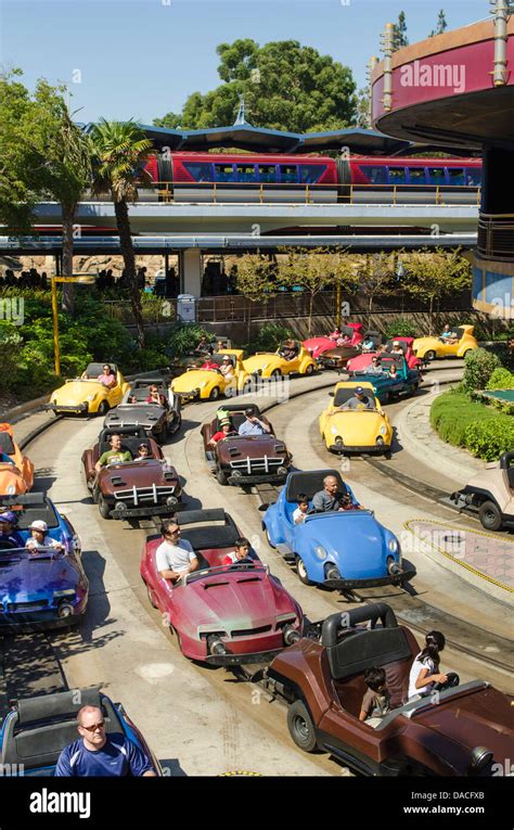 Tomorrowland Speedway car racing ride Disneyland, Anaheim, California Stock Photo - Alamy