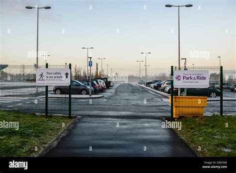 Ingliston Park & Ride car park, covered in frost, early morning Stock ...