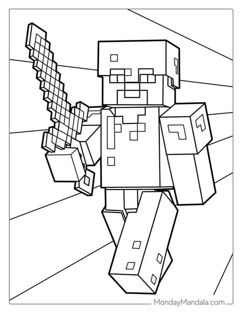 Minecraft steve coloring pages - bloghery