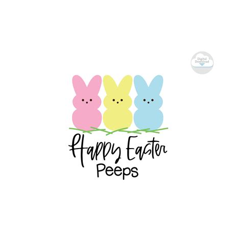 Happy Easter Peeps svg, easter svg, bunny svg, handlettering easter svg ...