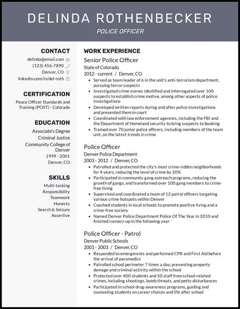 Police Officer Resume Template Free