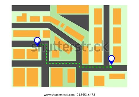 Route On Map Flat Cartoon Isolated Stock Vector (Royalty Free ...