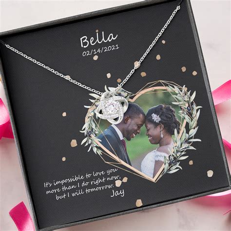 Valentine Personalized Valentine Card Photo Jewelry Message Card Cubic Zirconia Necklace Gift ...