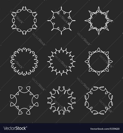 Collection monogram round frame set mockup design Vector Image