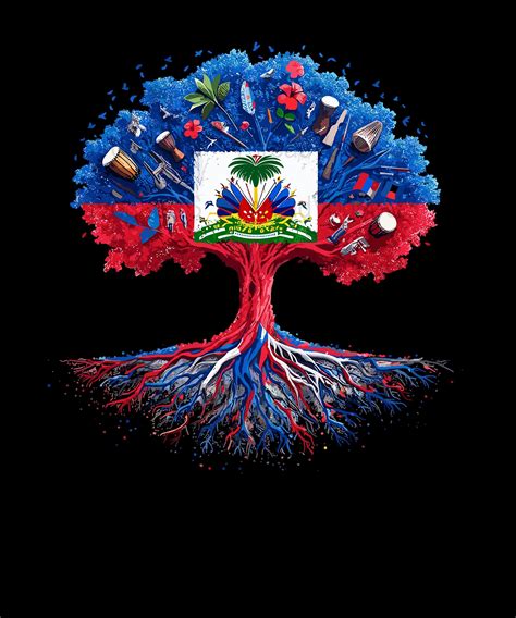 Haitian Flag Digital Art T-shirt, Haiti Roots Tree Graphic Tee ...