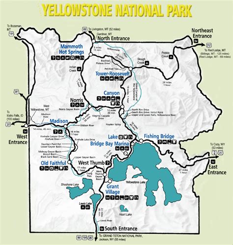 Map Yellowstone Lodging - London Top Attractions Map