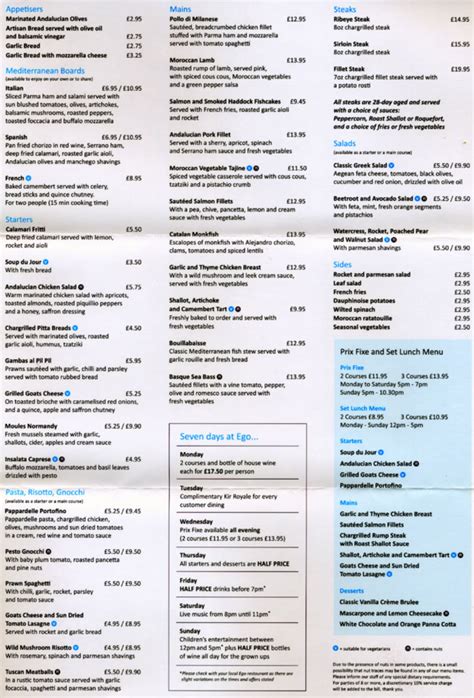 Ego Mediterranean restaurant on The Square, Kenilworth - Everymenu