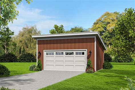 Double Bay Garage Plan with Shed Roof - 68528VR | Architectural Designs - House Plans