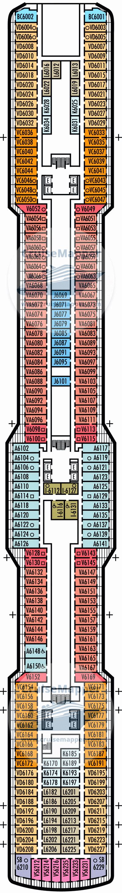 ms Koningsdam deck 6 plan | CruiseMapper