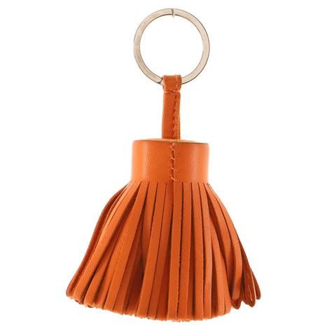 Hermes Carmen Keychain Leather Orange 882982