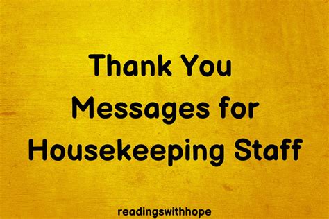 60 Thank You Messages and Notes for Housekeeping Staff