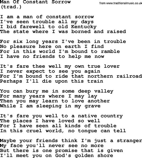 Man Of Constant Sorrow, by The Byrds - lyrics with pdf