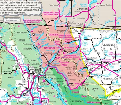 Glacier National Park area road map - Ontheworldmap.com