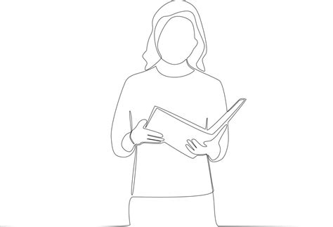 A female teacher reading a book in her hands 21552008 Vector Art at Vecteezy