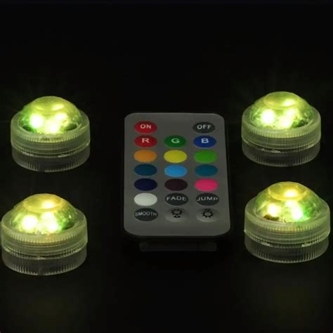 Mini Battery Operated Waterproof LED Lights Underwater Tea Lights with Remote Controller for ...