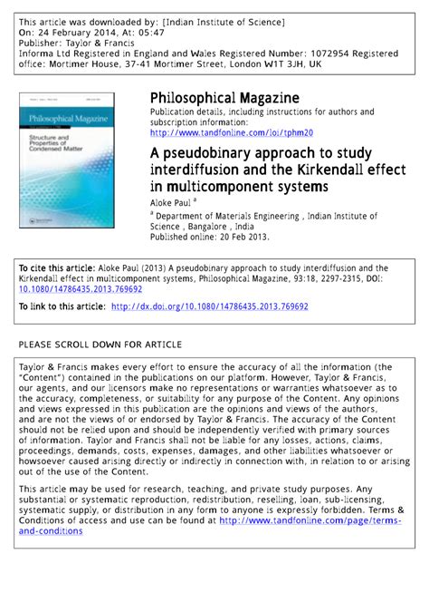 (PDF) A pseudobinary approach to study interdiffusion and the Kirkendall effect in ...