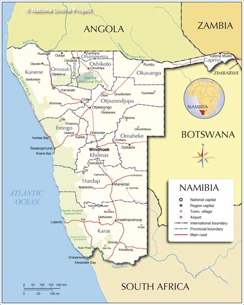 Administrative Map of Namibia - Nations Online Project