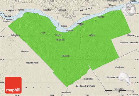 Political Map of Ottawa, shaded relief outside